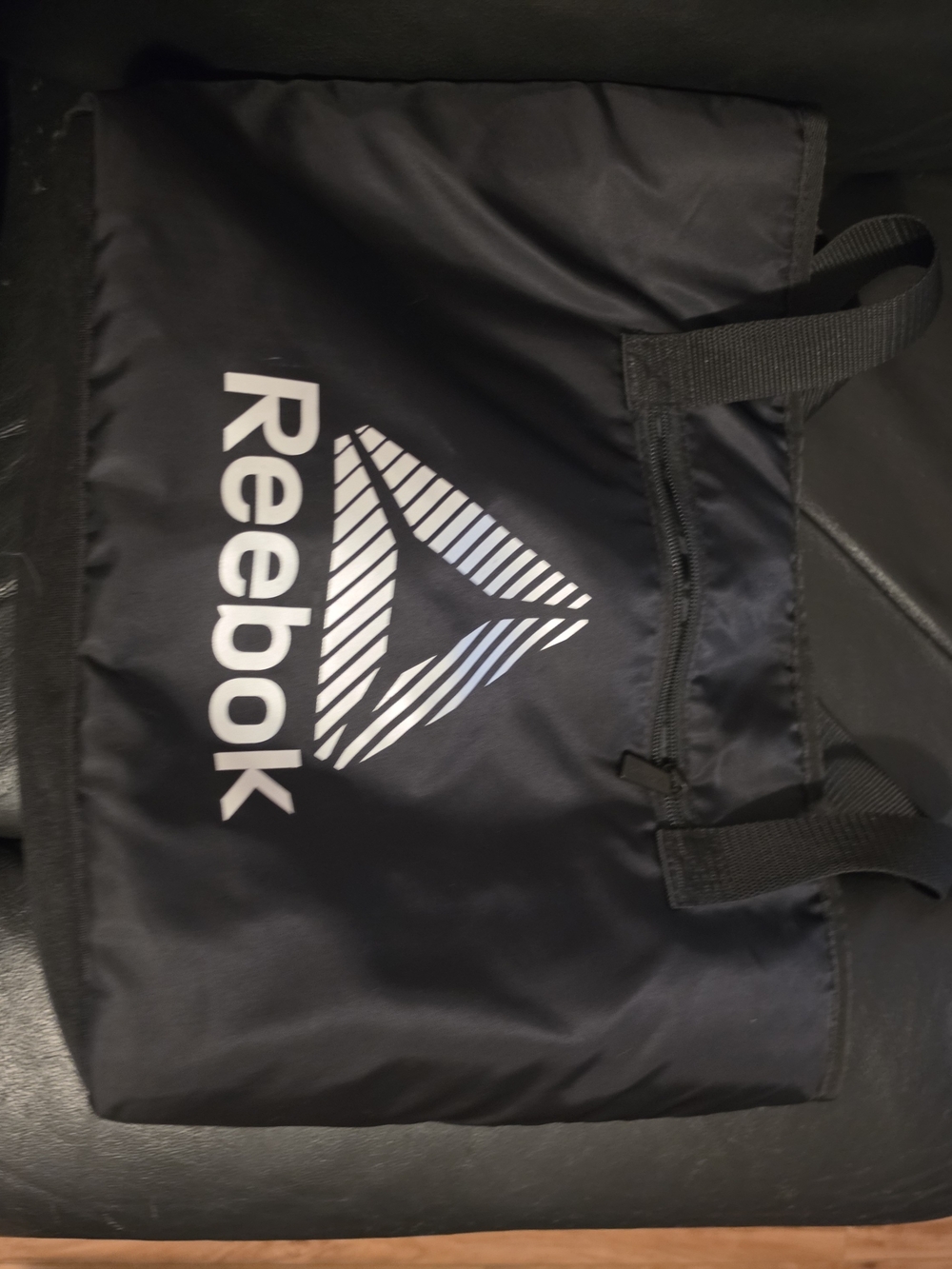 Reebok Black Duffel Tote with White Logo